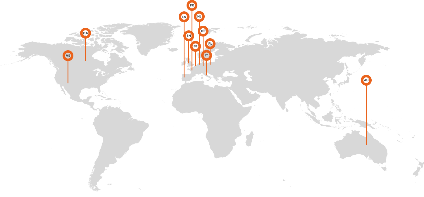 Kaart met landen waar Sendt actief is